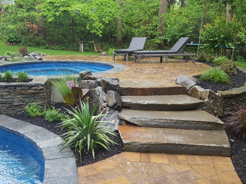 natural stone steps and cambridge pavers